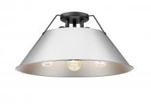  3306-3FM BLK-CH - Orwell 3-Light Flush Mount in Matte Black with Chrome